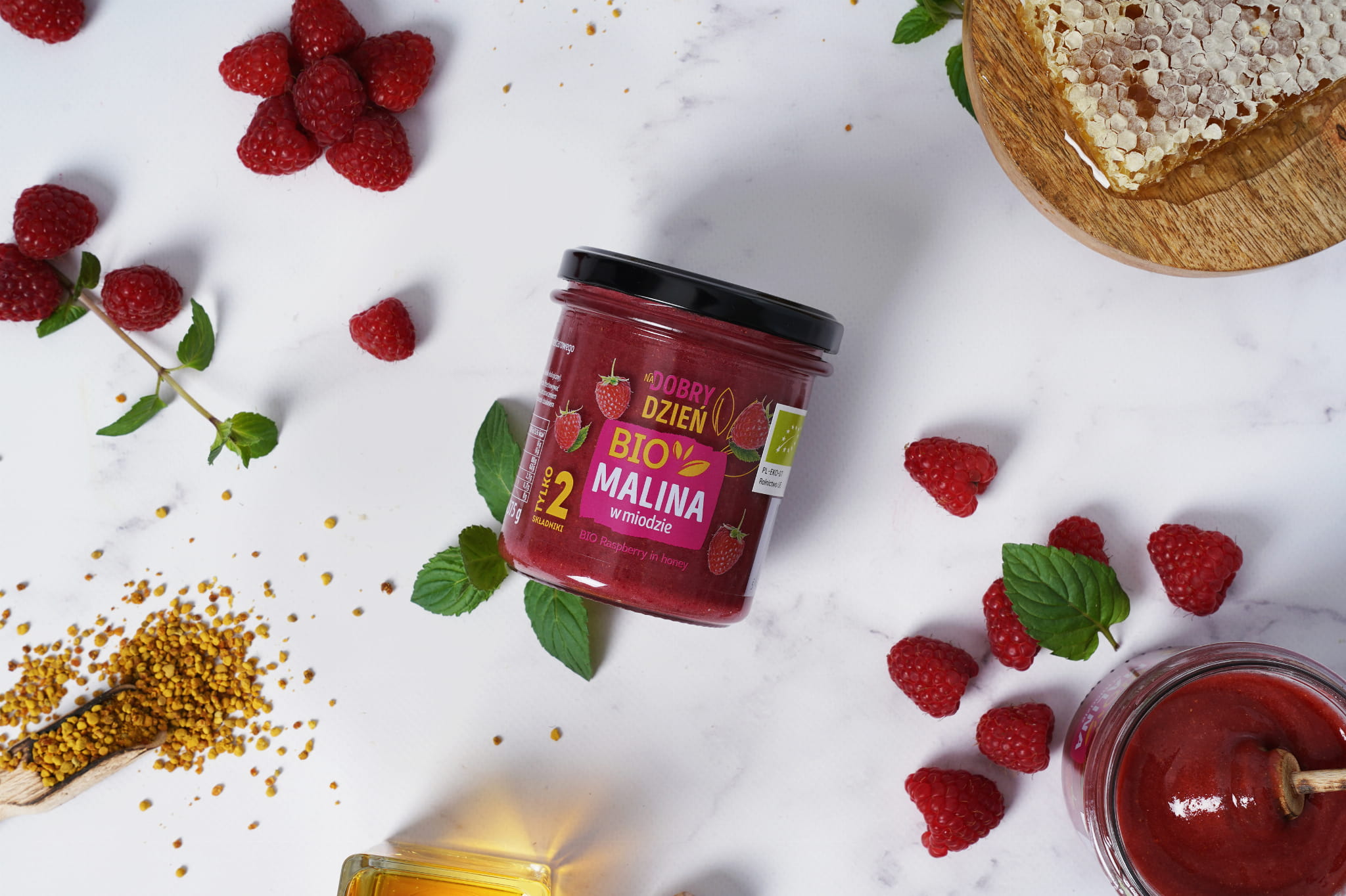 "Na Dobry Dzień" - Miód z Maliną BIO (375g)